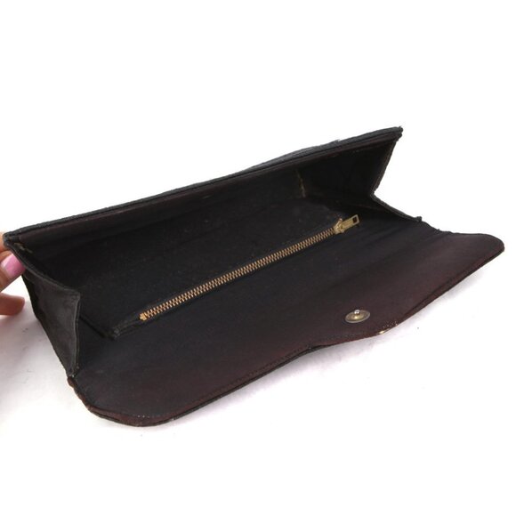 Vintage Corde Clutch Flap Top Evening Bag Purse 1940s/1950s Rope Cord Black Gold - Picture 3 of 8